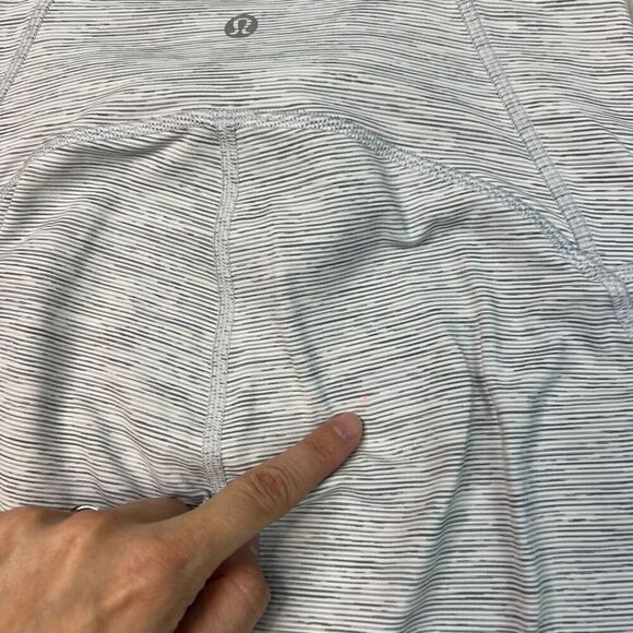 Lululemon Womens 4 Train Times Pants Crop Leggings Grey White Heathered Mesh - Picture 12 of 14